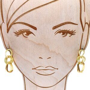Double Link Chain Drop Earrings, Vintage Gold Tone Dangles